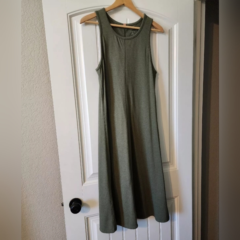Lunya Tank Midi Dress Restore Humble Heather Green
